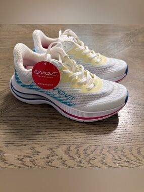 Easy Spirit E-Move Womens Walking Sneakers White Blue Pink 5